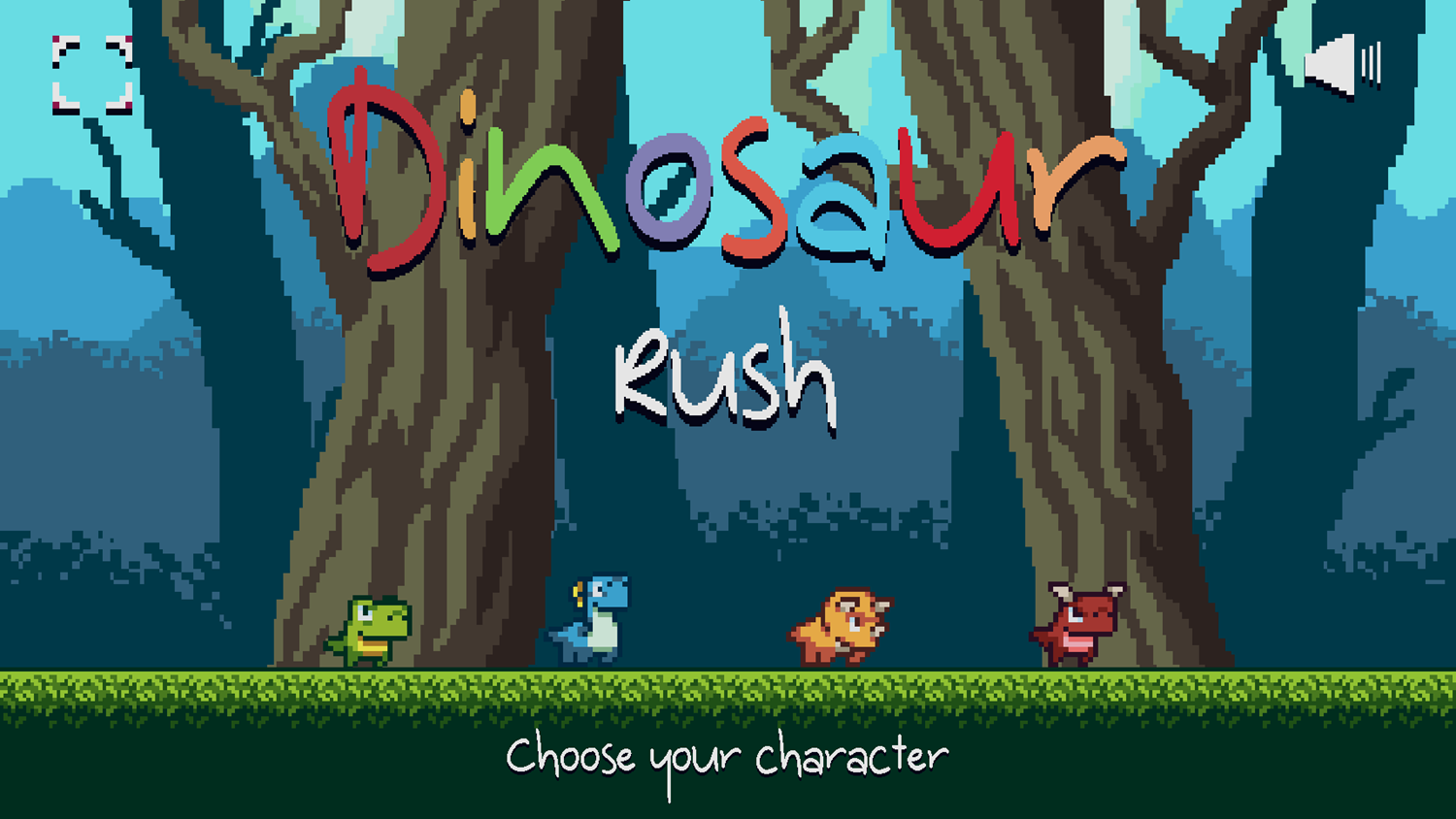 Dinosaur Rush Game Welcome Screen Screenshot.