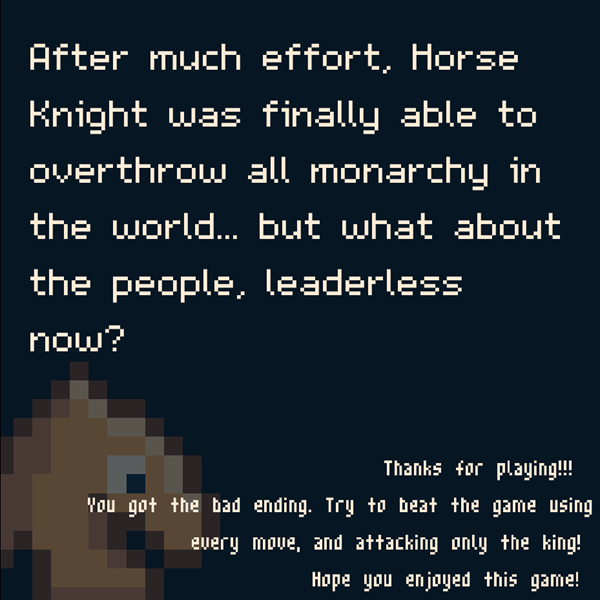 Horse Knight Game Bad Ending Screen Screenshot.