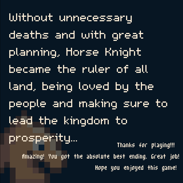 Horse Knight Game Best Ending Screen Screenshot.