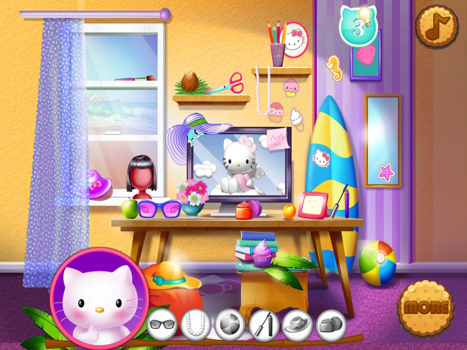 Hello Kitty Beach Fun Game Start Screenshot.