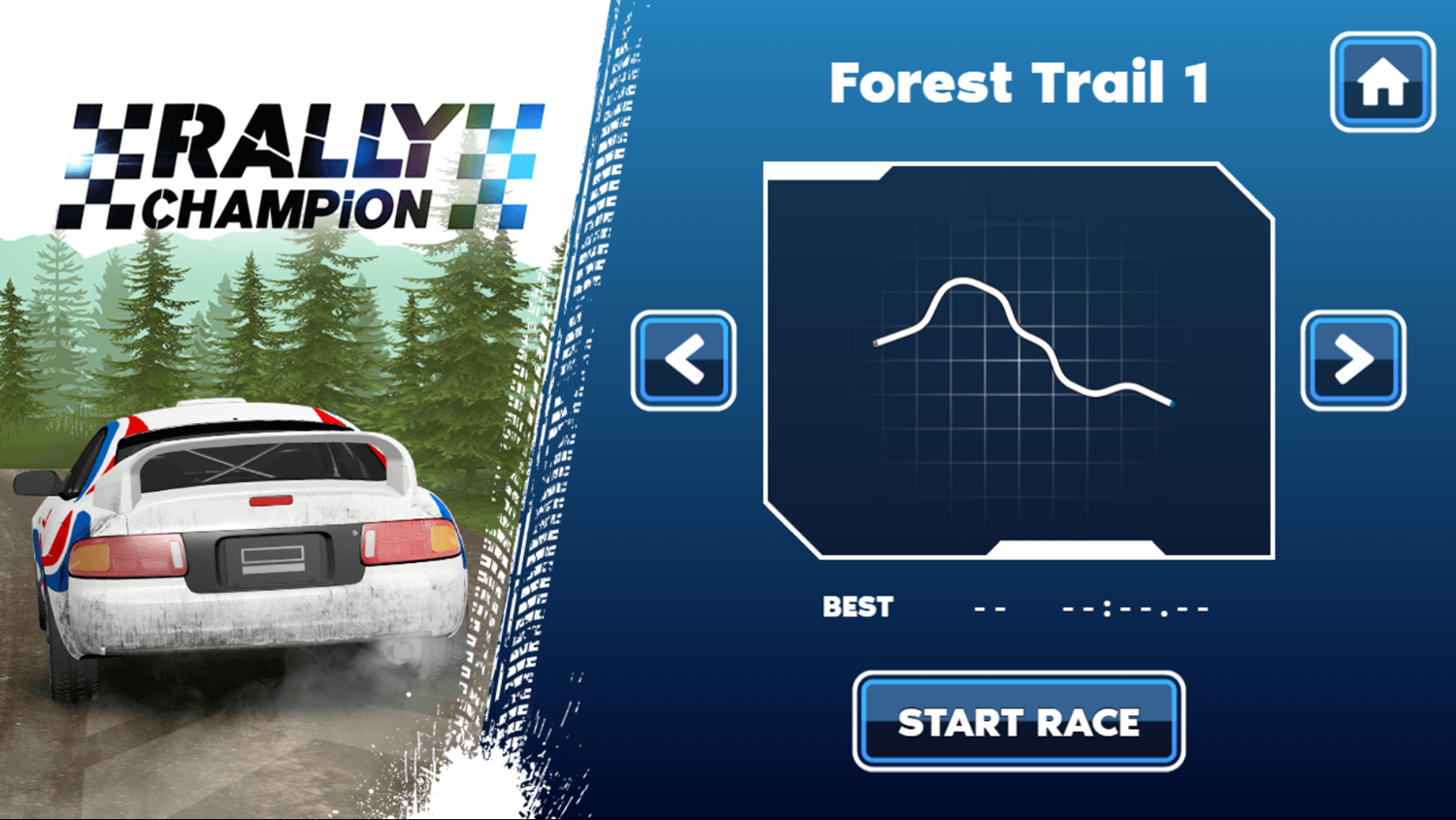 Rally Champion Game Trail Select Screenshot.