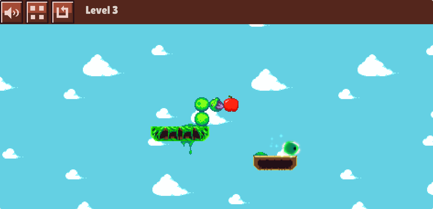 Worm Hole Game Worm Eating an Apple Screenshot.