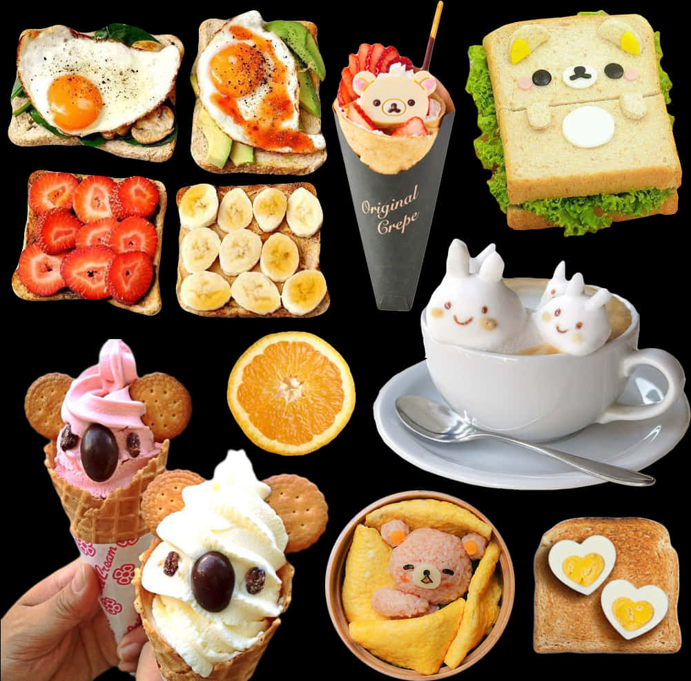 Cute Food Collage PNG Image