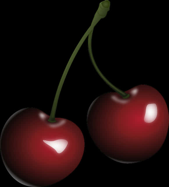 Glossy Red Cherries PNG Image