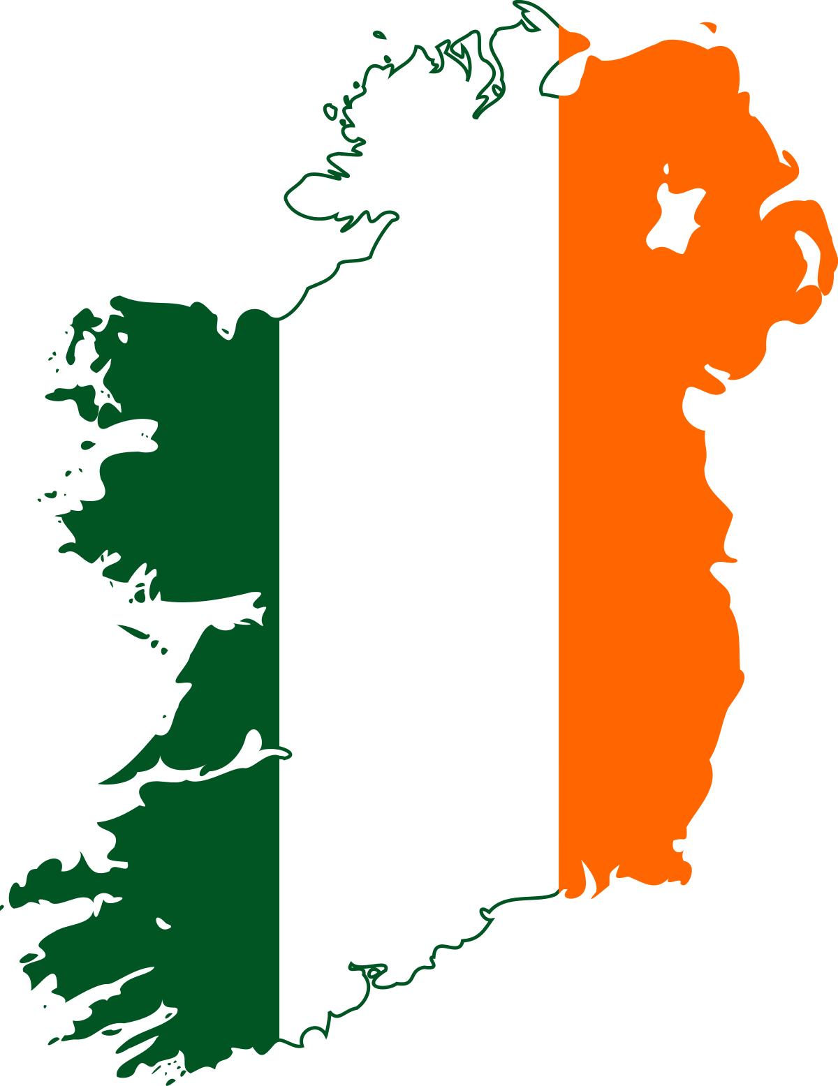 Ireland Flag Map PNG Image