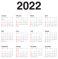 Calendar 2022 year PNG