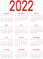 Calendar 2022 year PNG