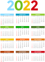 Calendar 2022 year PNG