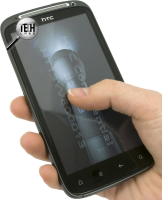 Smartphone in hand PNG image