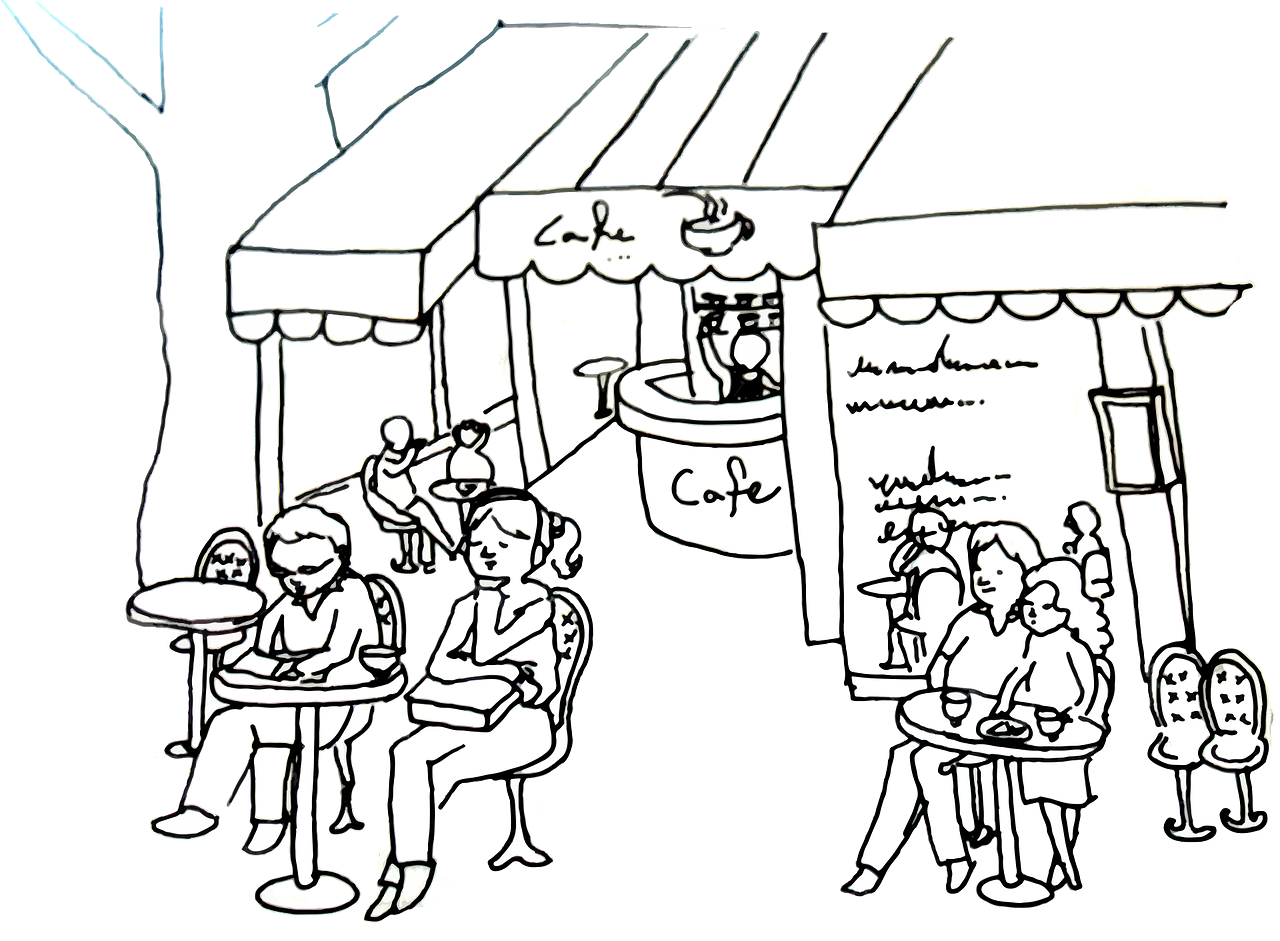 Street Cafe Sketch PNG image