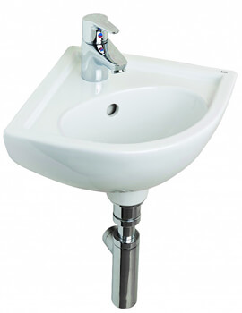 Essential Lily Corner Basin Only 1 Tap Hole - 440mm Wide