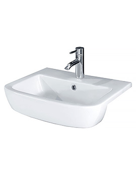 Essential Orchid Semi Recessed Basin 1 Tap Hole White - 520mm Wide