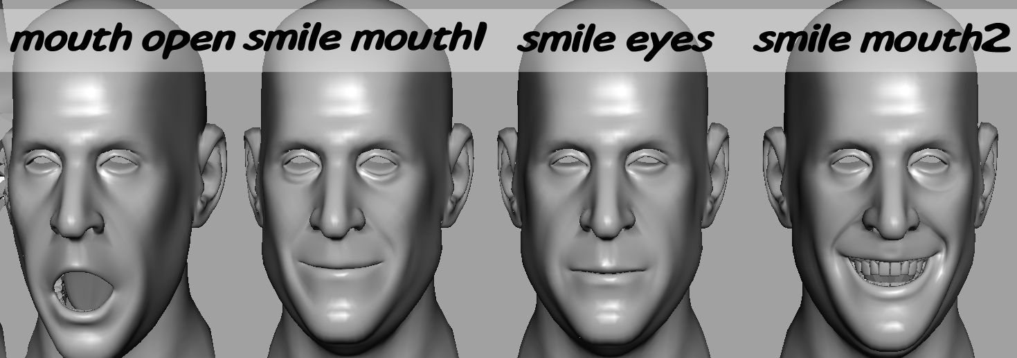 Testa maschile con obiettivi Morph royalty-free 3d model - Preview no. 12