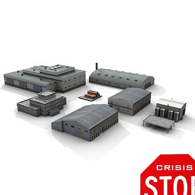 Conjunto de edifícios industriais 3d model