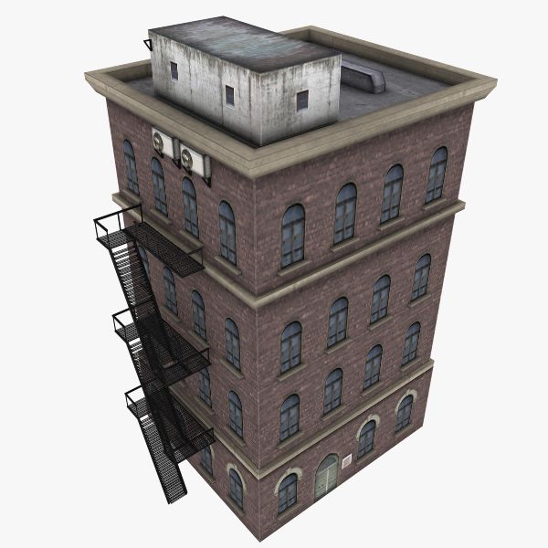 Lowpoly Apartment Block 3d model