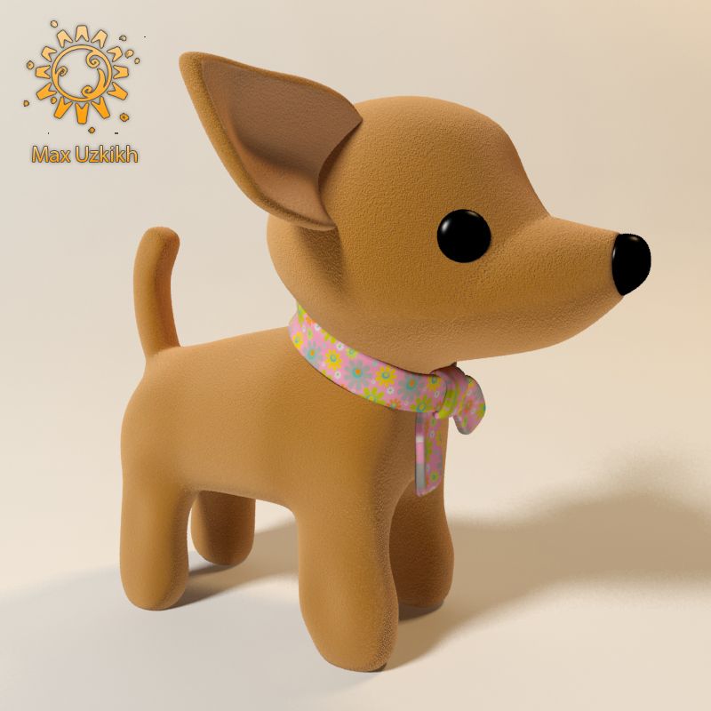 dog soft toy realistic 3d model