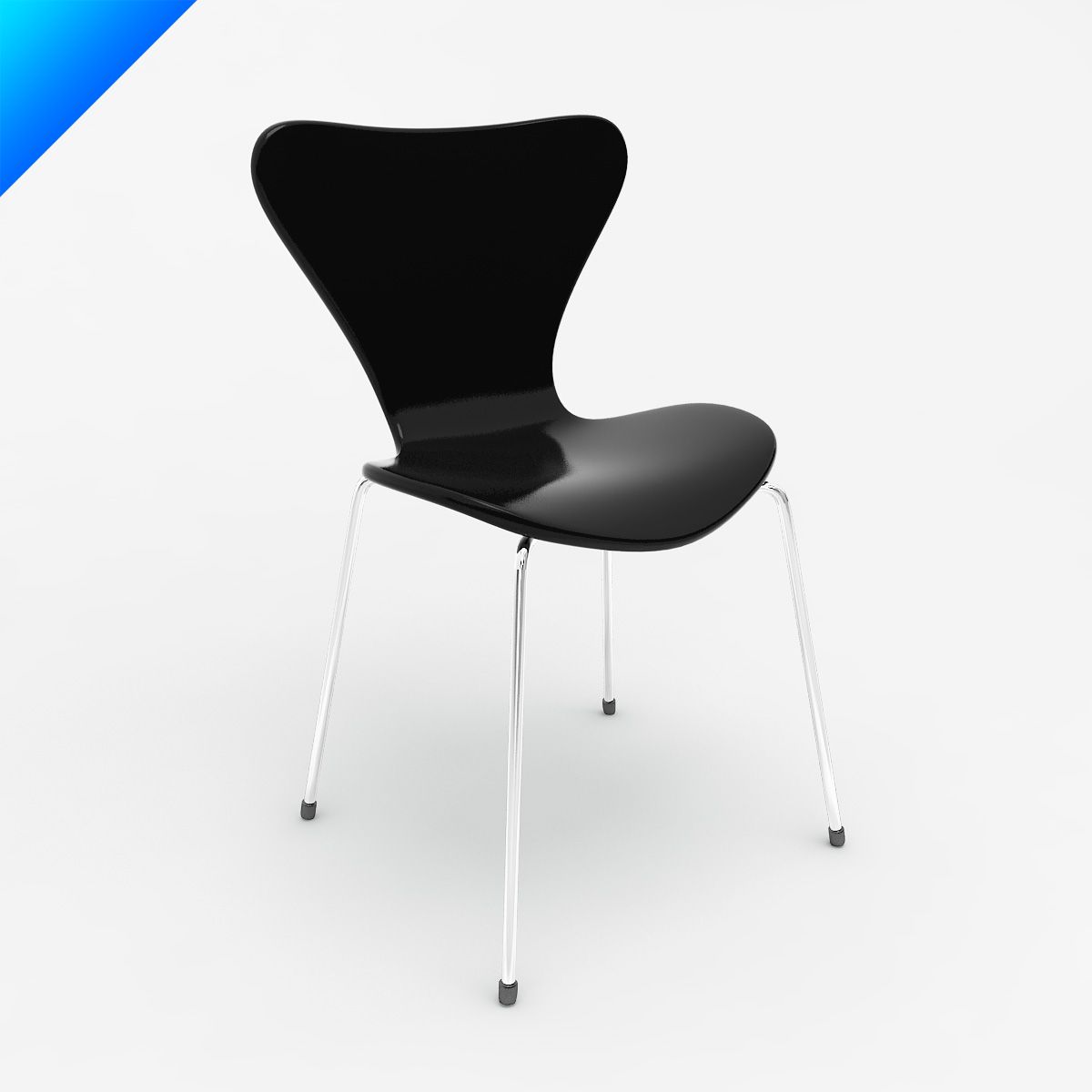 Silla lateral Arne Jacobsen serie 7 modelo 3d