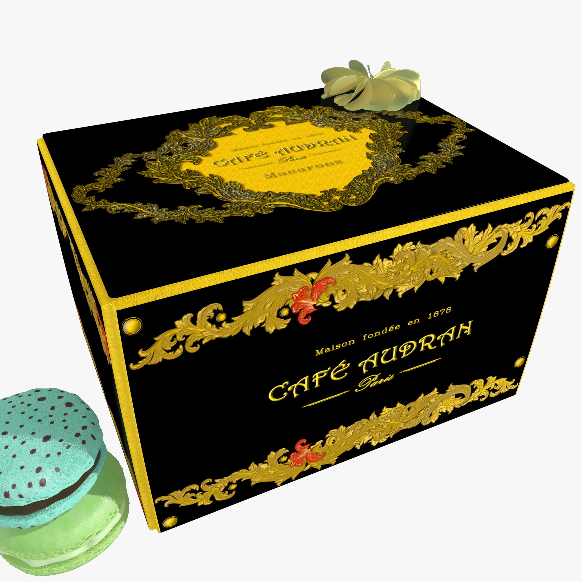 Coffret Gâteau Macaron Français 3d model