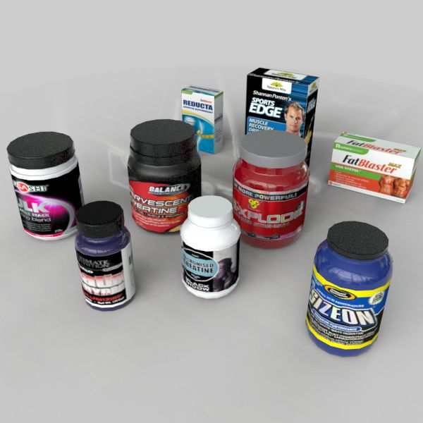 Vitamin Bottles and Boxes 3d model