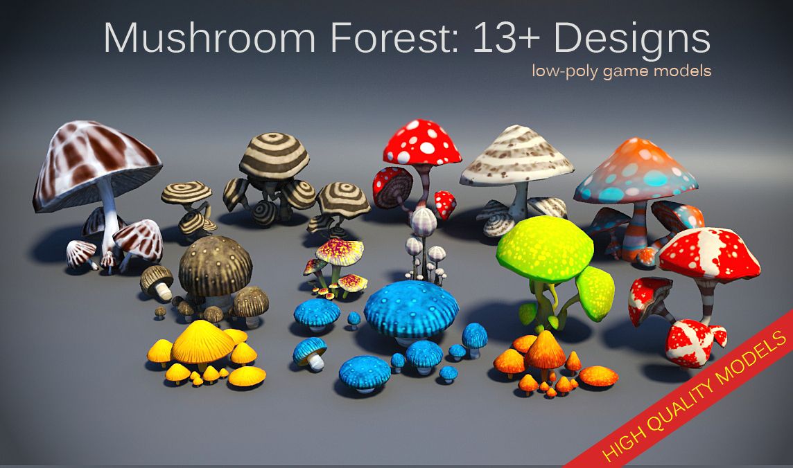 Forêt Champignon 3d model