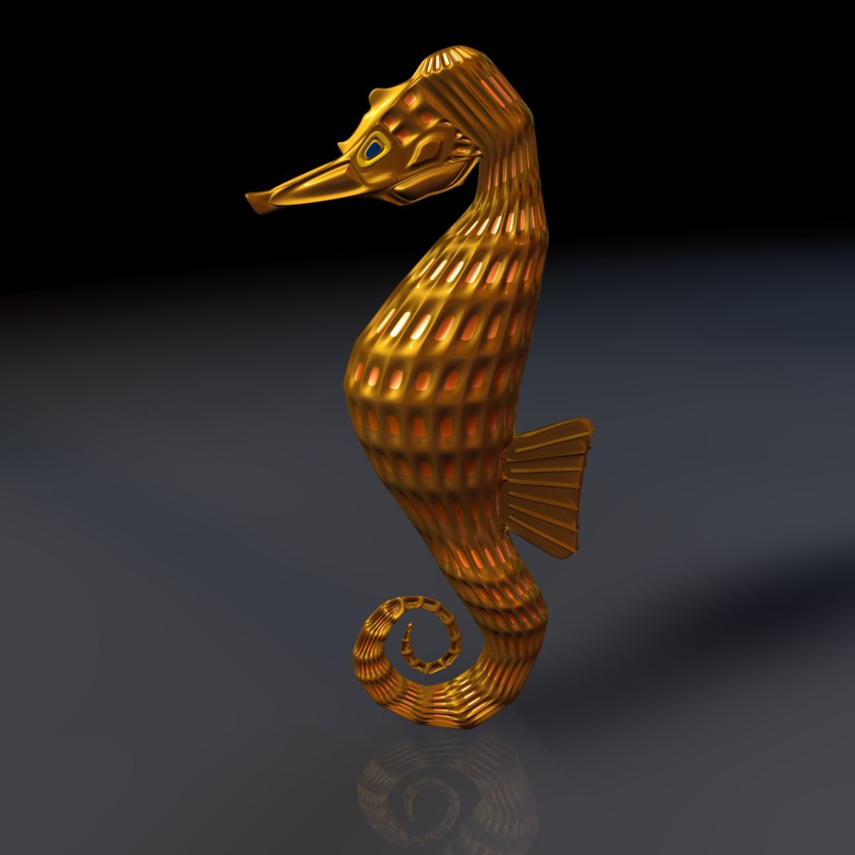 Cavalo marinho dourado 3d model