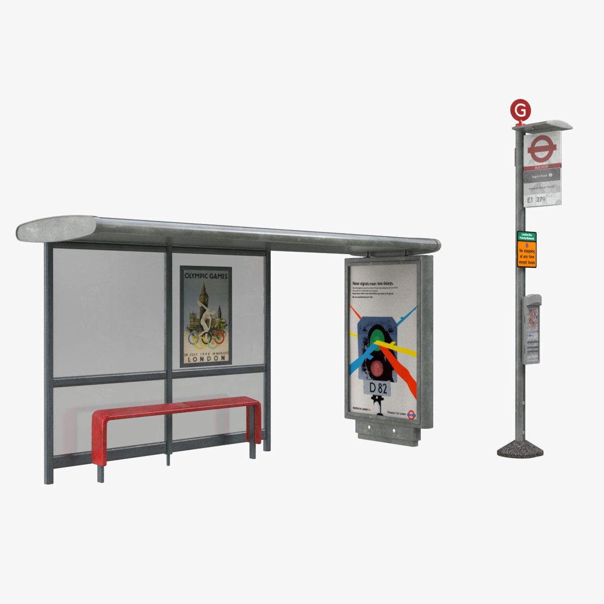 Parada de autobús modelo 3d