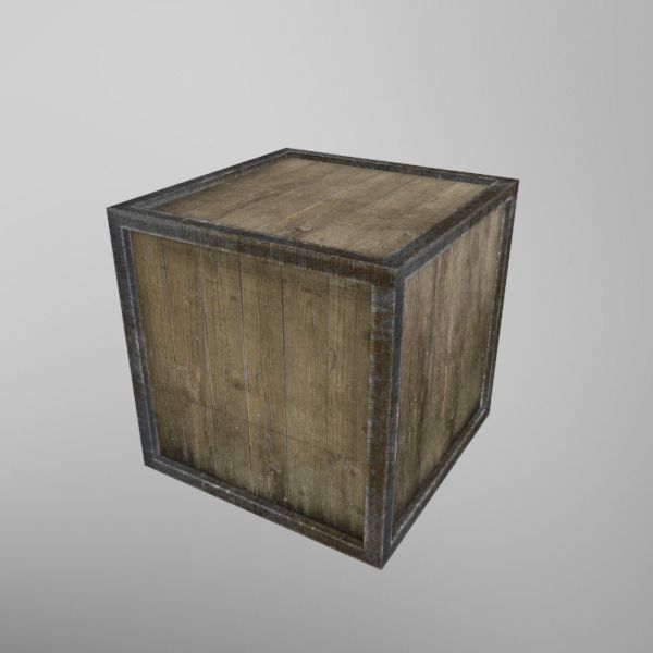 Vuile oude houten doos. Spel klaar. 3d model