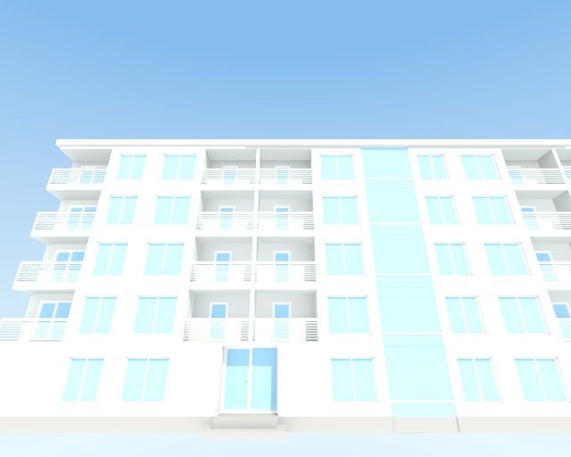 Apartment block royalty-free 3d model - Preview no. 2