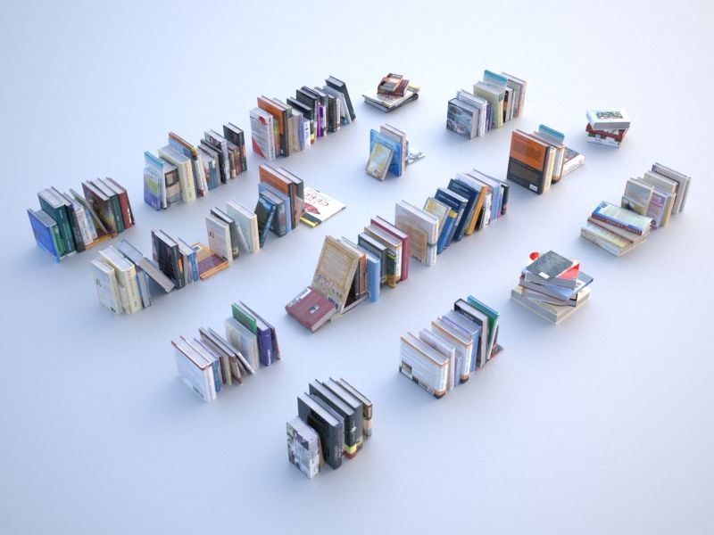 100 libros únicos modelo 3d