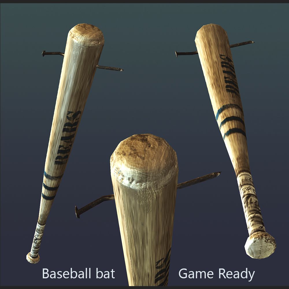 baseballbat med nagel 3d model