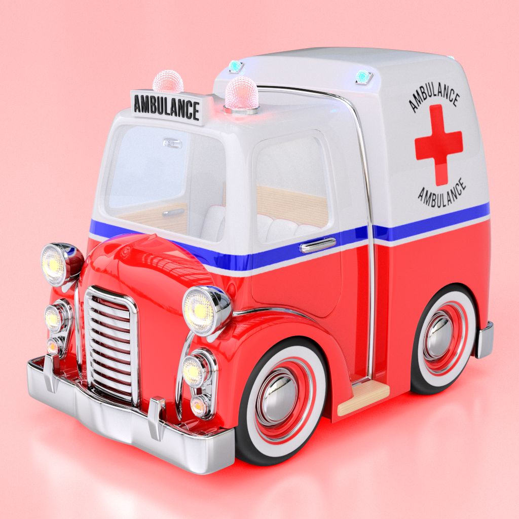 Ambulância de desenhos animados 3d model