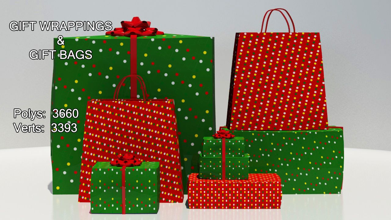 Gifts and gift bags 3d model