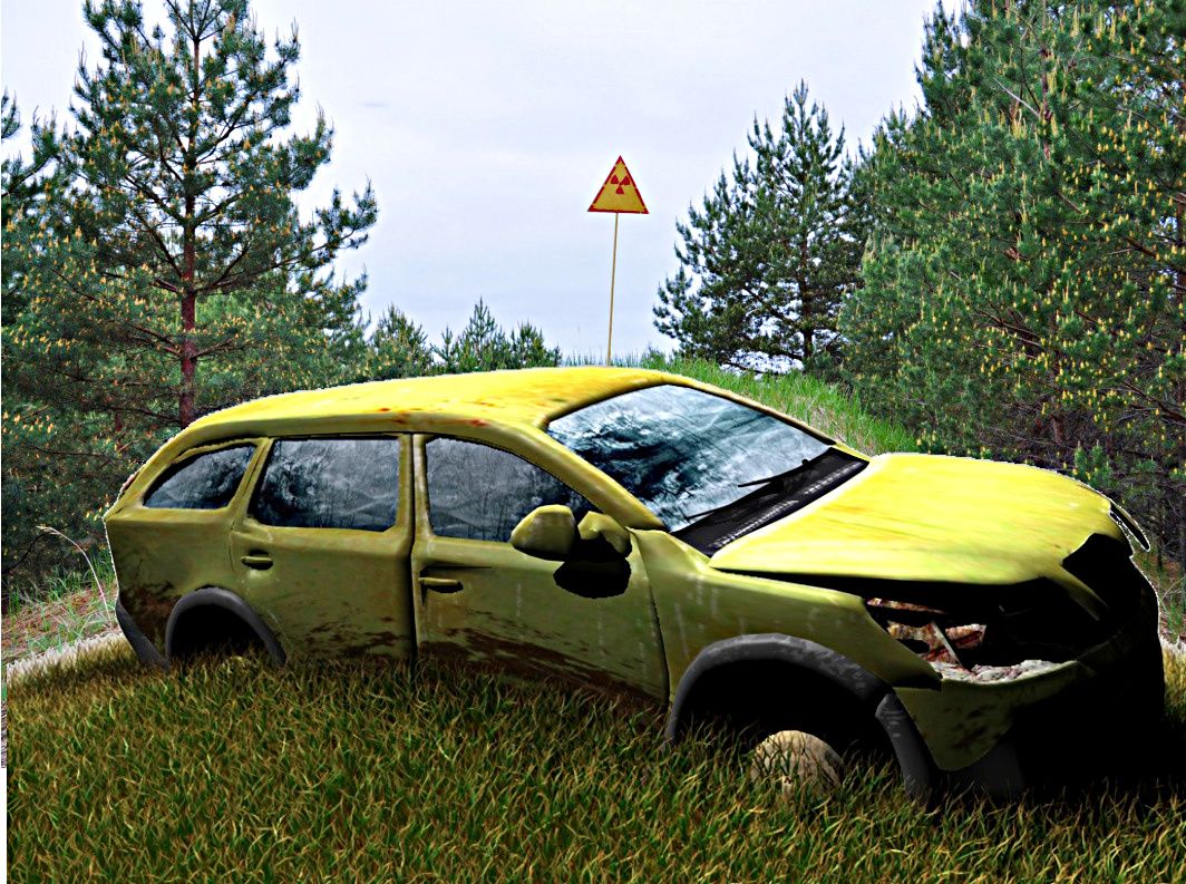 destroyed car 3d model