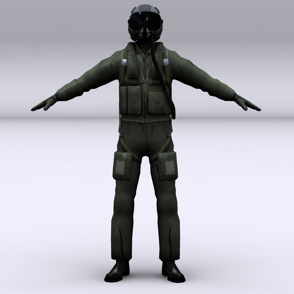 Personagem de piloto de caça moderno 3d model