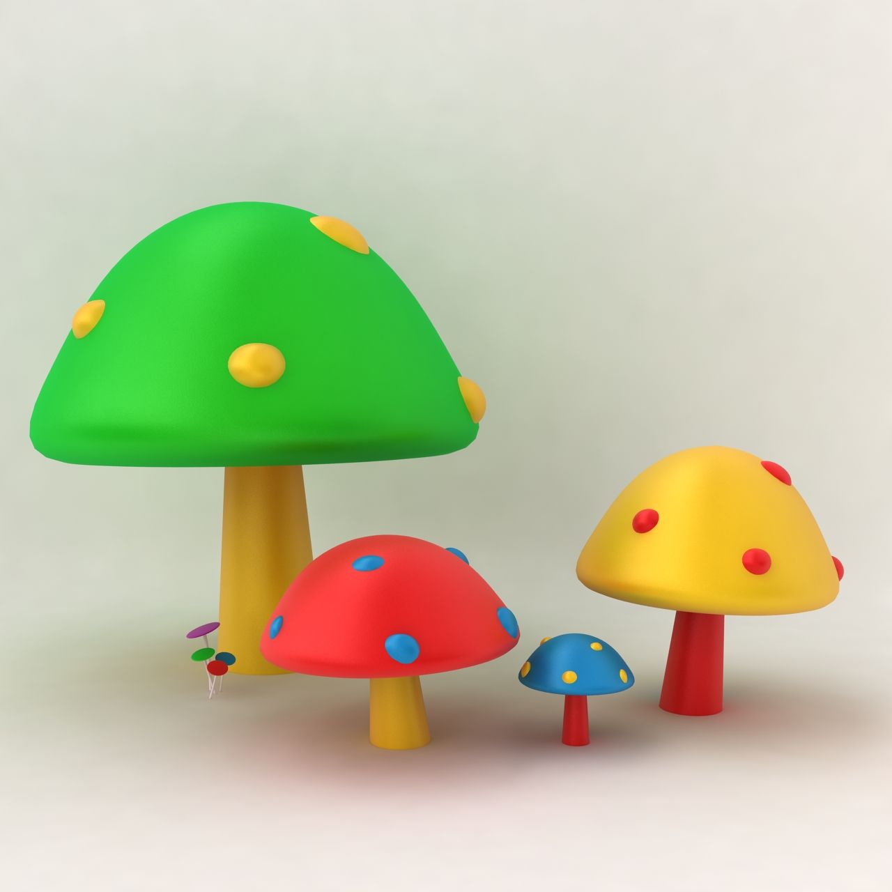 Champignons Colorés 3d model