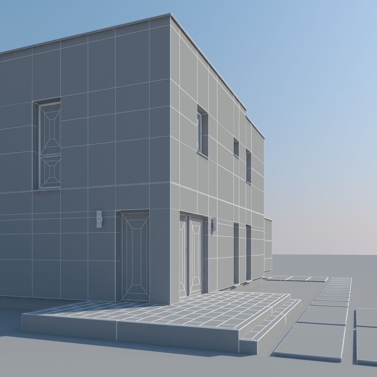 Residental building royalty-free 3d model - Preview no. 11