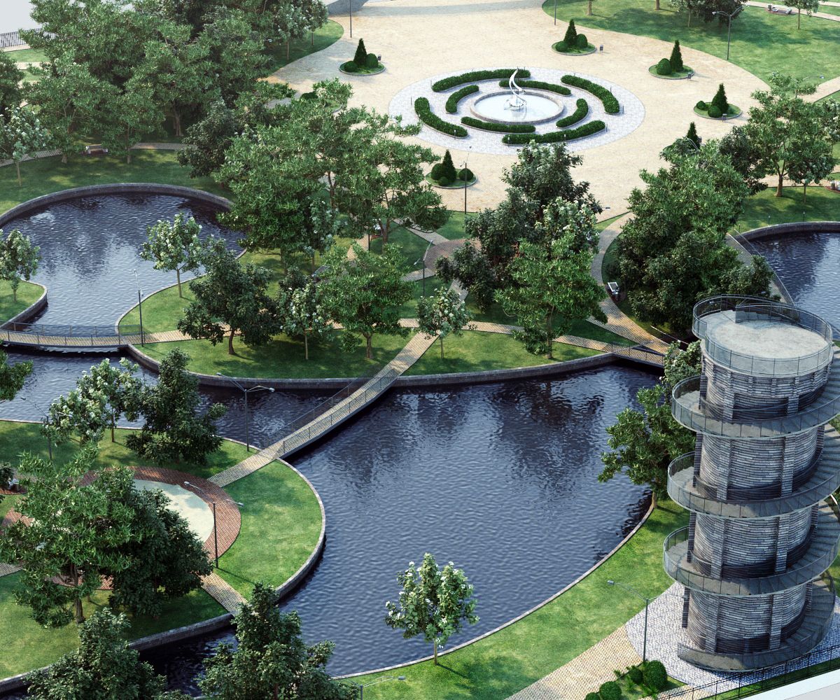 Park landscape 3d model