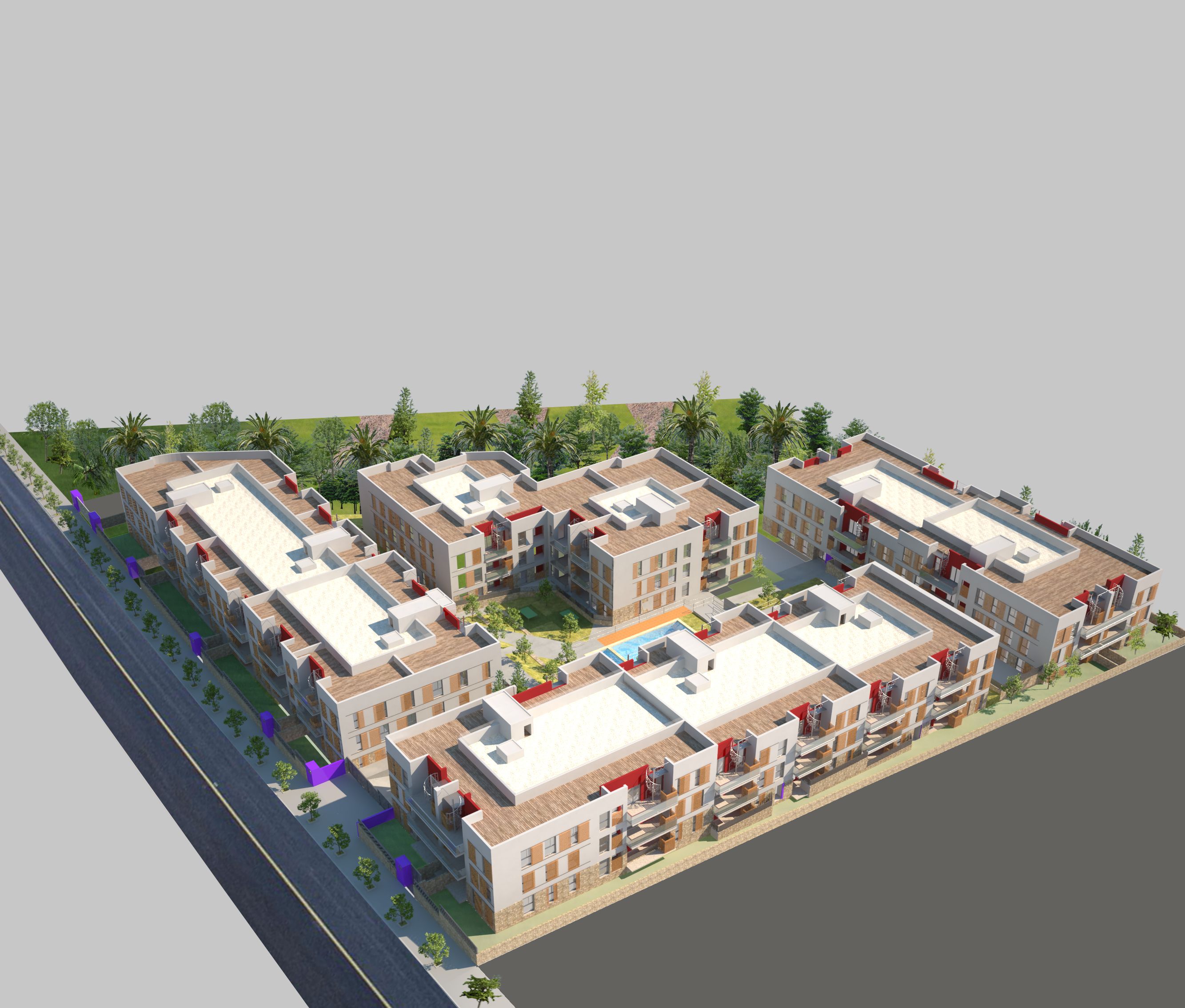 Apartment block and pool Heisenberg 3d model