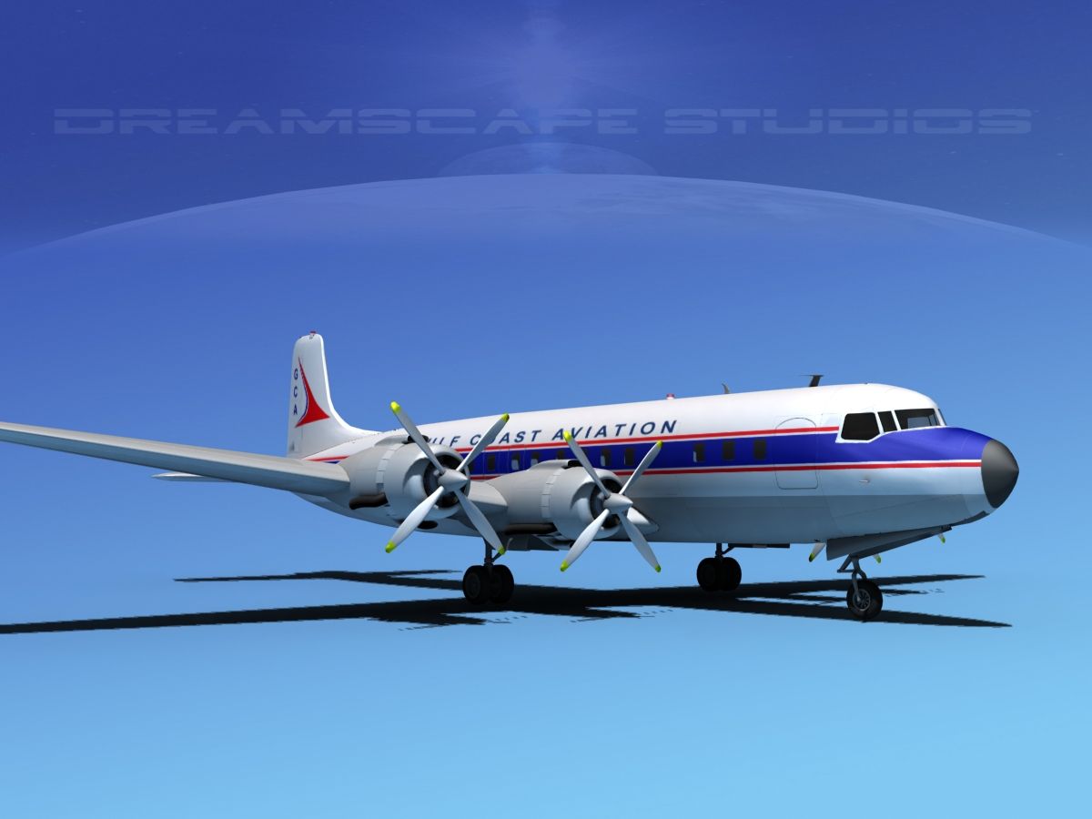 Douglas DC-7C Gulf Coast Aviation 3d model