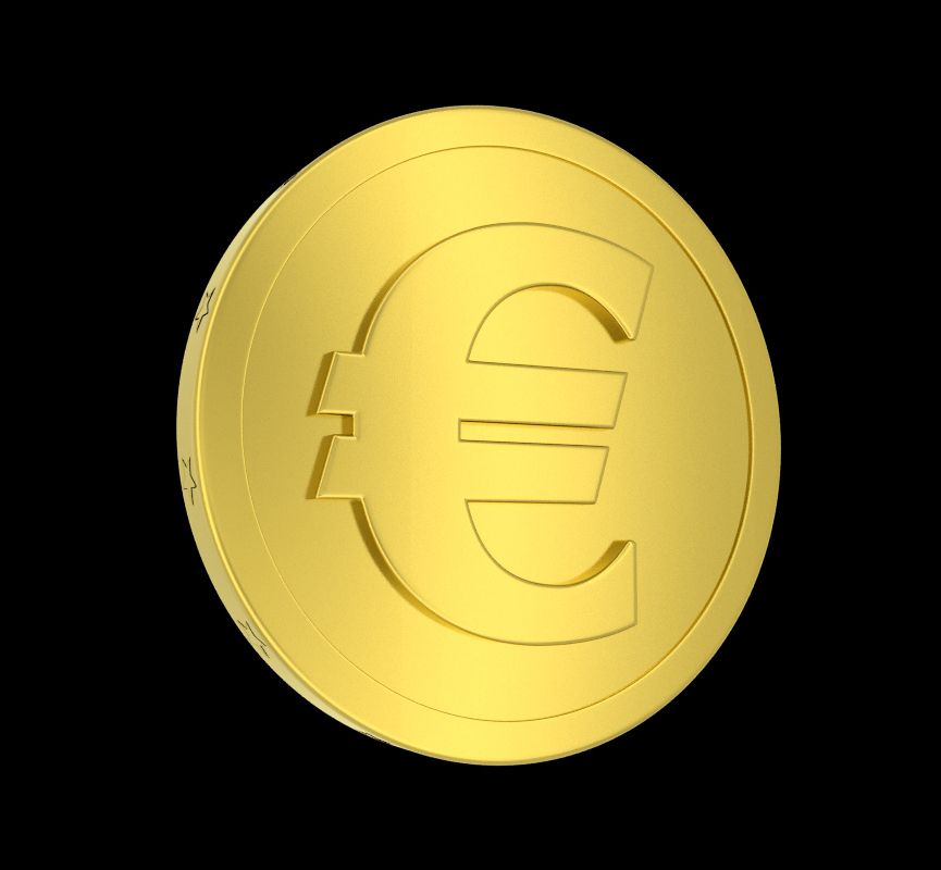 Goldene Euromünze 3d model