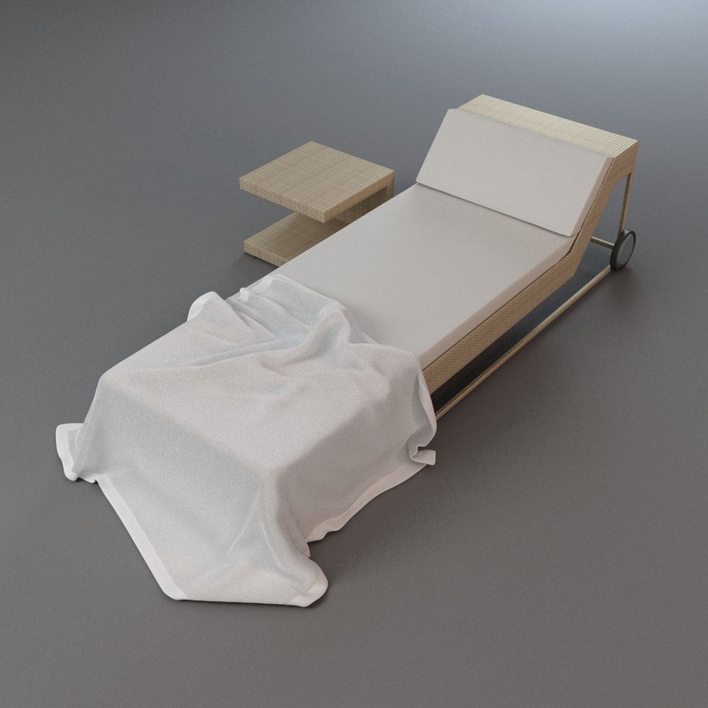 Sun Lounger and Towel 3d model