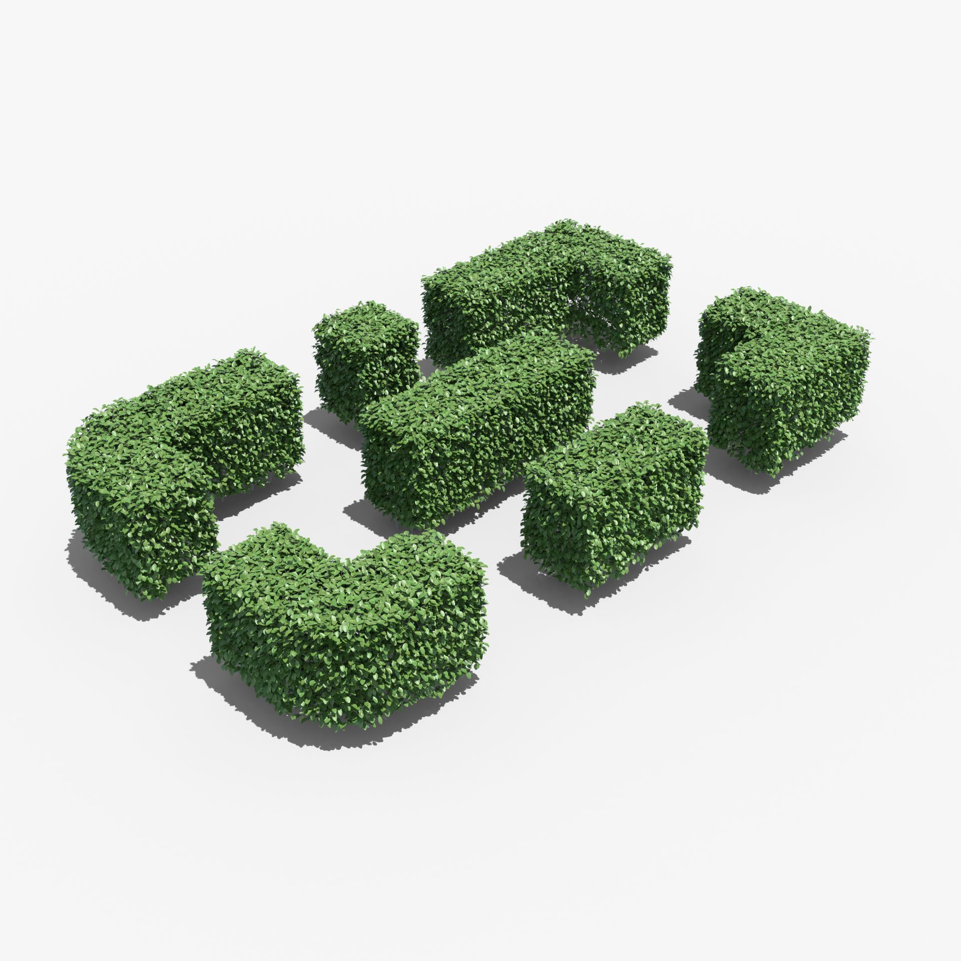 Box Hedge Pack 01 3d model