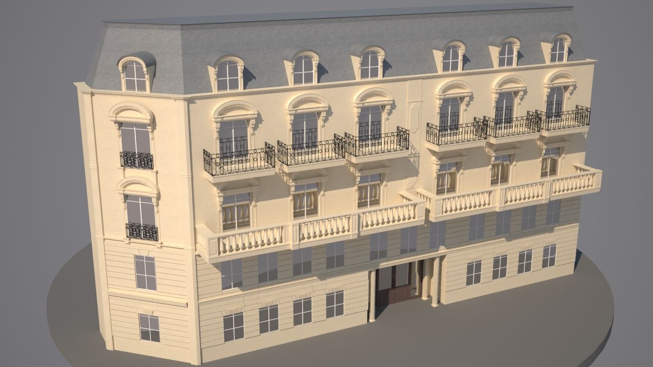 Paris Haussmann Building royalty-free 3d model - Preview no. 2