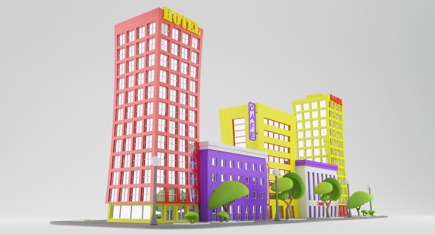 Cartoon City Street 3d model