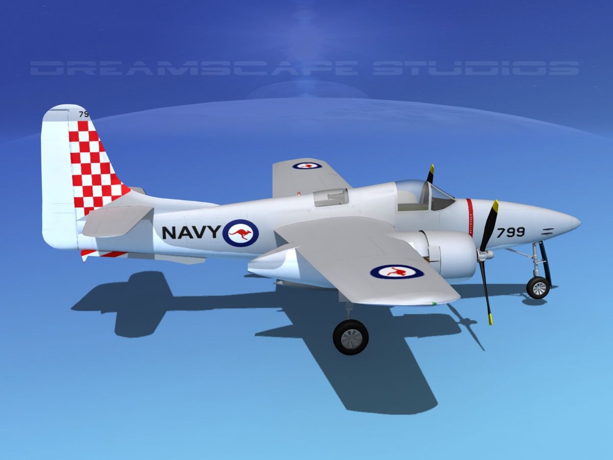 Grumman F7F Tigercat V06 royalty-free 3d model - Preview no. 6