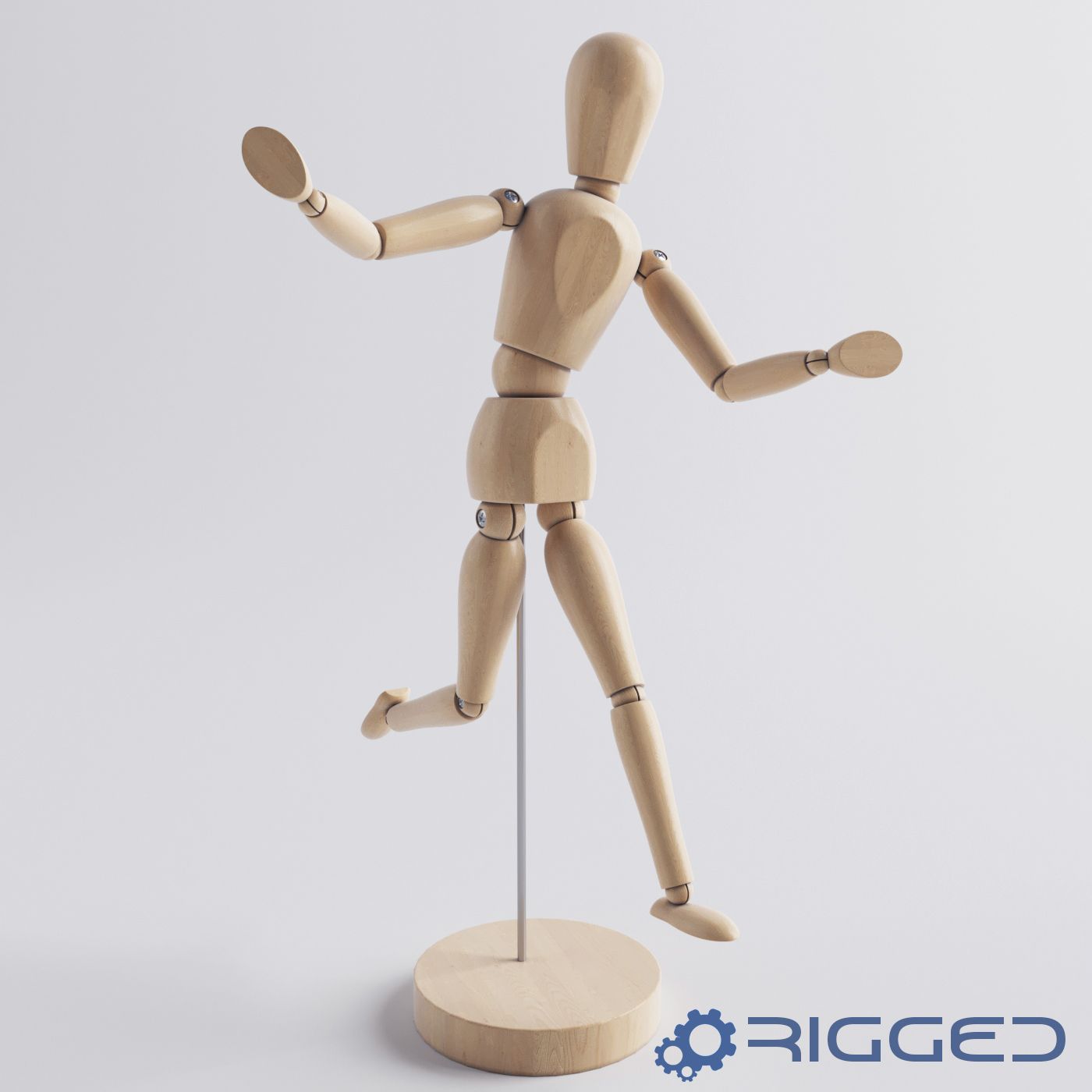 Wooden Figure Rigged 3d model