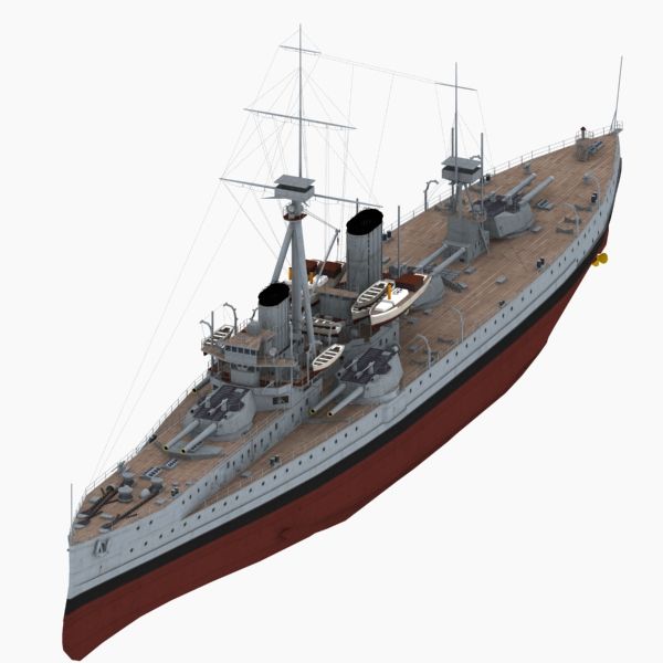 Линкор HMS Dreadnought (1906) Королевский флот 3d model