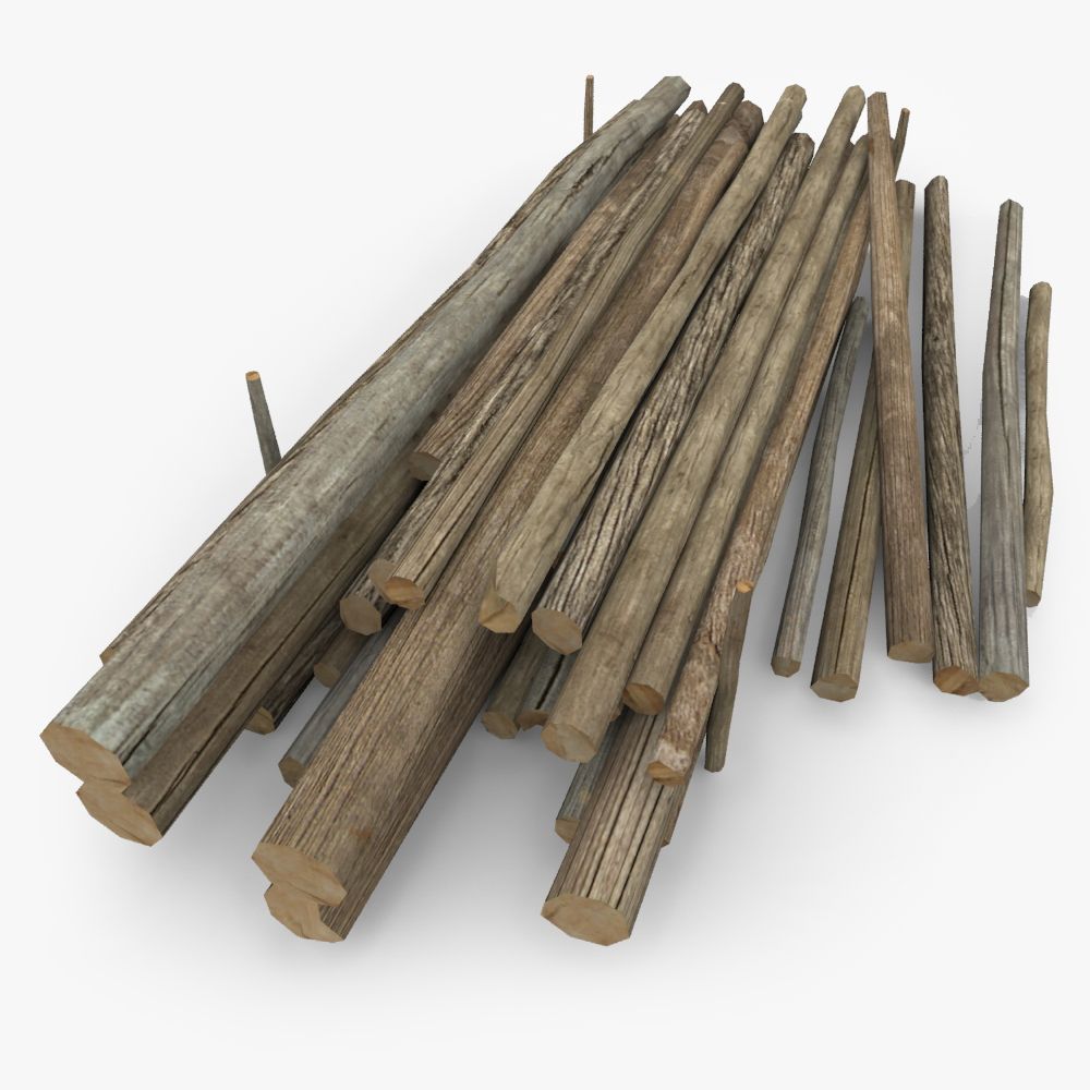 Pile of Wooden Logs 3d model