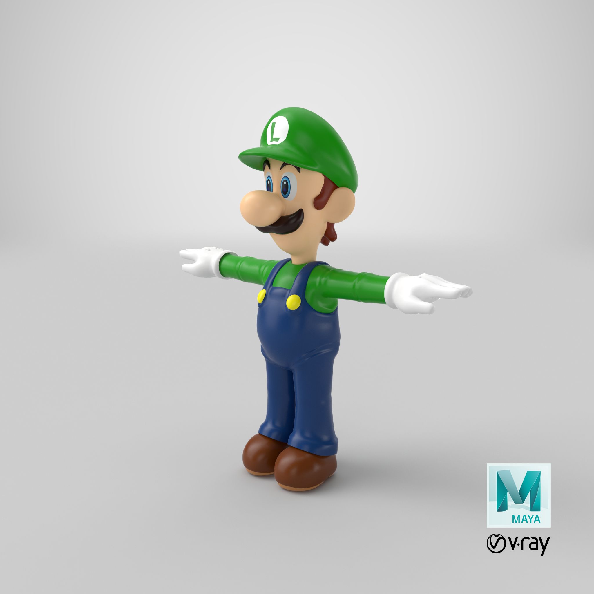 Luigi royalty-free 3d model - Preview no. 23