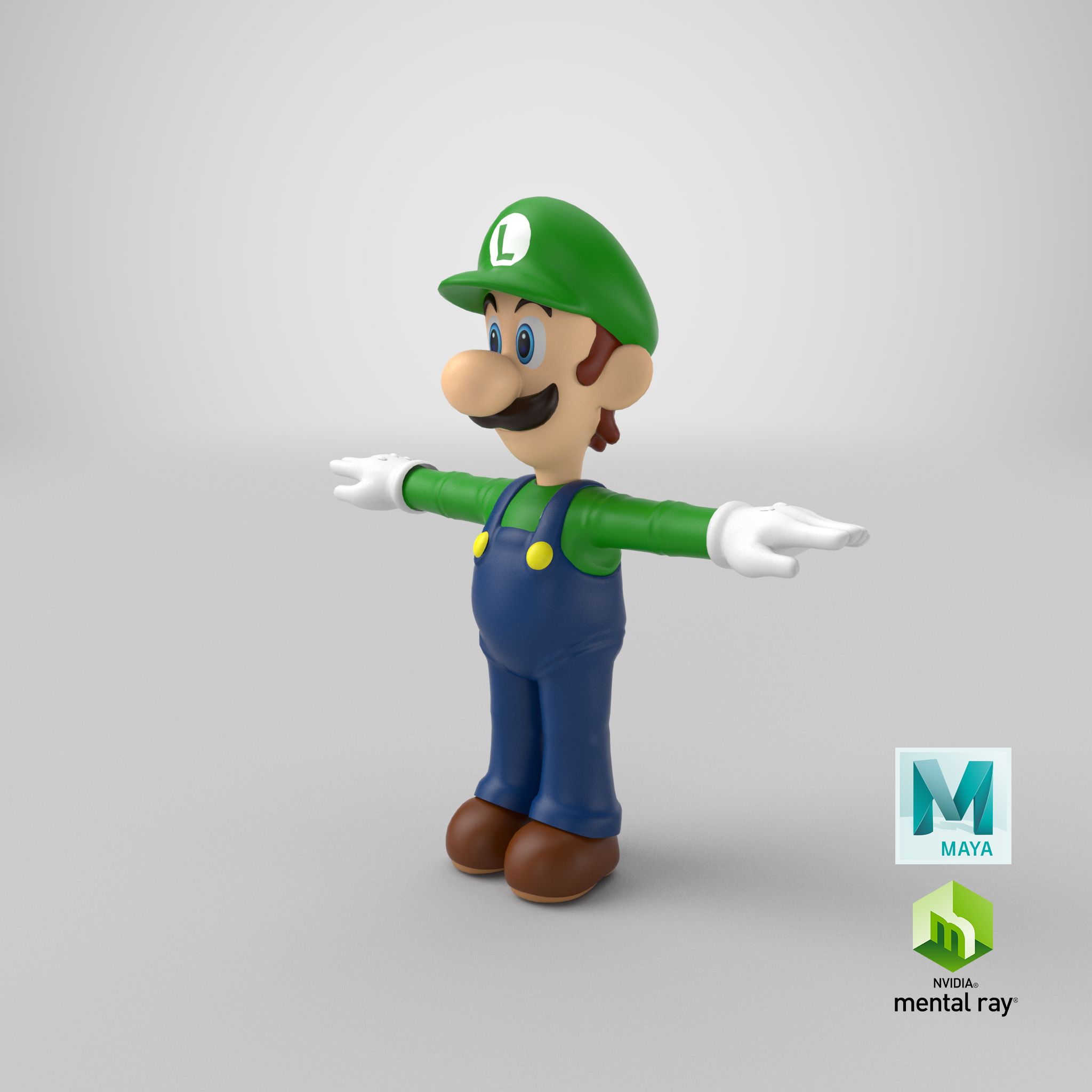 Luigi royalty-free 3d model - Preview no. 24